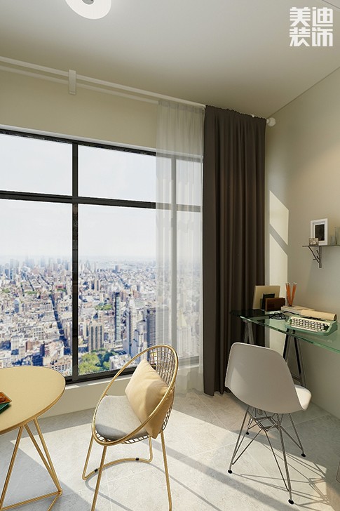 滨江华府140平方现代风格效果图--落地窗