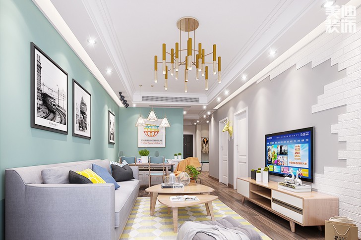 岳阳新天地130平北欧风格装修效果图--客厅