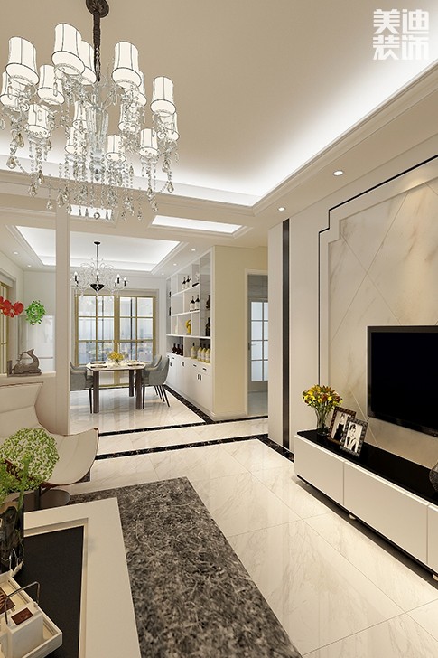 滨江华府140平方现代风格效果图--客厅