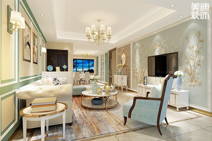 永州春江•帝景湾136㎡ 欧式风格效果图--客厅