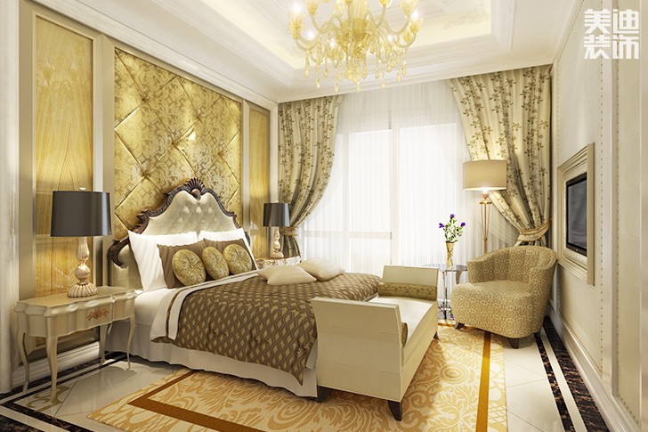 国际公馆欧式风格420平米装修效果图--卧室