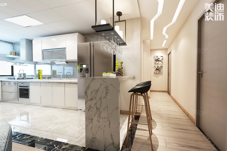 南湖一号140平现代简约装修效果图--厨房