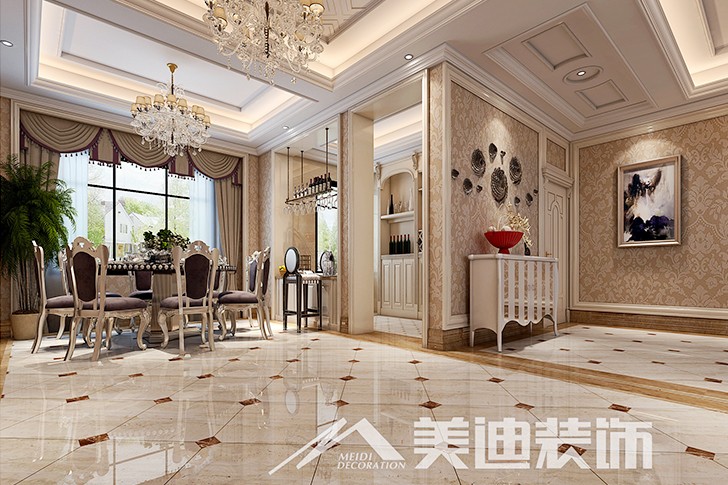 	岳阳县私人别墅400平欧式装修风格--一楼餐厅