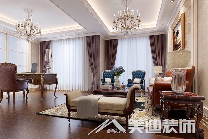 	岳阳县私人别墅400平欧式装修风格--三楼书房