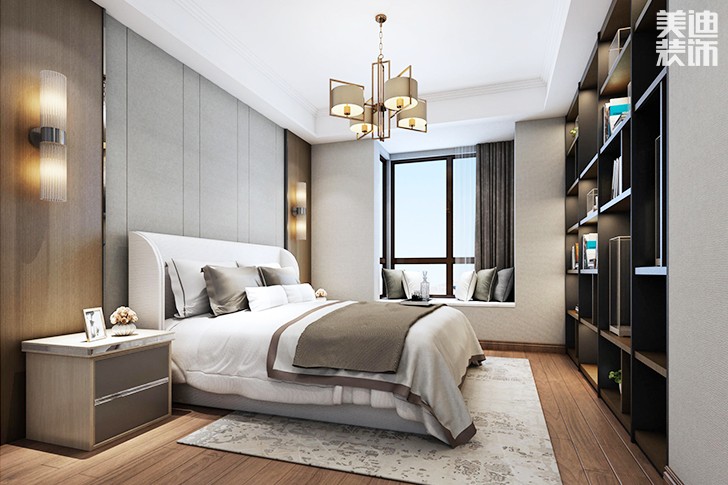 南湖一号140平现代简约装修效果图--主卧室