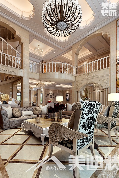 	岳阳县私人别墅400平欧式装修风格--一楼客厅1