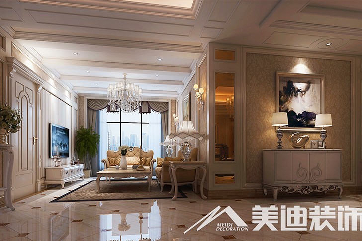 	岳阳县私人别墅400平欧式装修风格--二楼起居室