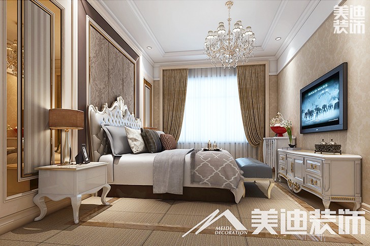 	岳阳县私人别墅400平欧式装修风格--一楼卧室