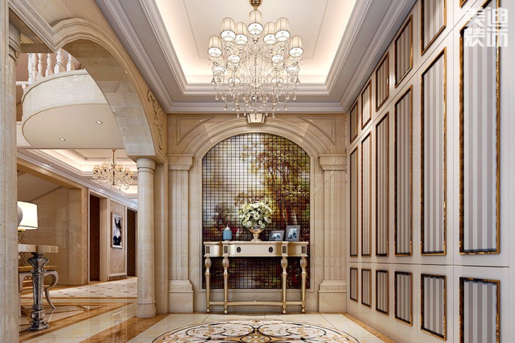 	岳阳县私人别墅400平欧式装修风格--一楼门厅