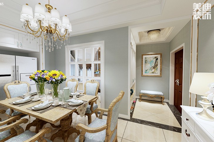 富兴鹏城140平欧式风格装修案例图--餐厅