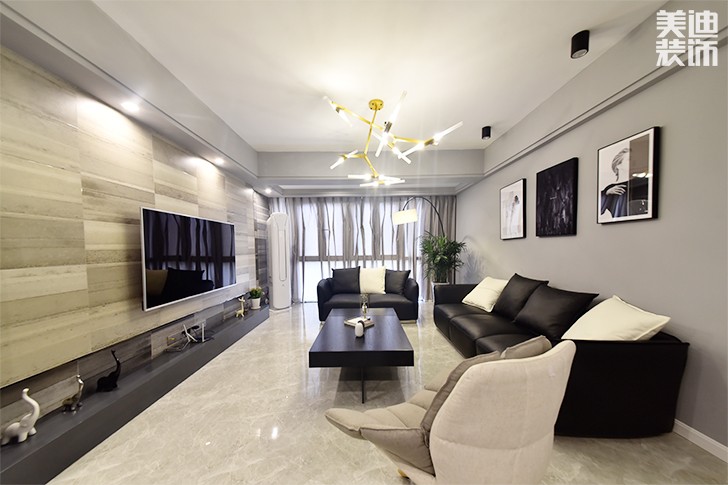 乾源国际115㎡现代简约装修案例图--客厅