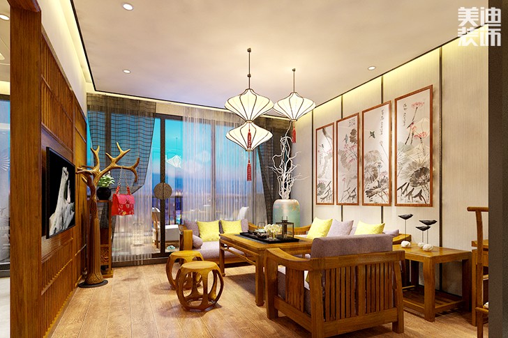 西维咖啡慕茗缘店1800平米新中式风格效果图--大包客厅