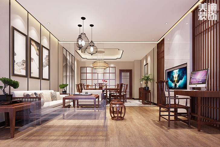 西维咖啡慕茗缘店1800平米新中式风格效果图--包厢