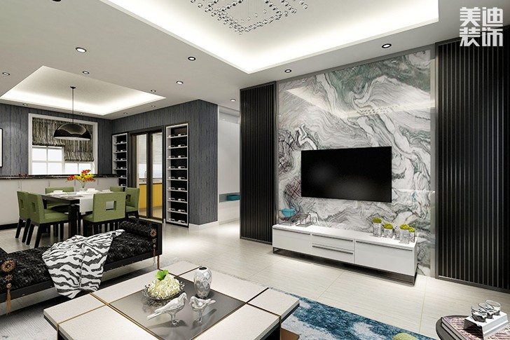 名门世家120平方现代风格案例装修效果图-客厅