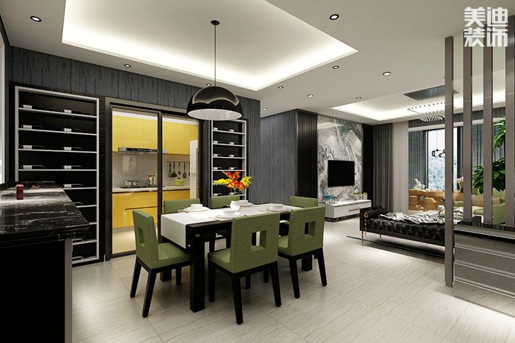名门世家120平方现代风格案例装修效果图-餐厅