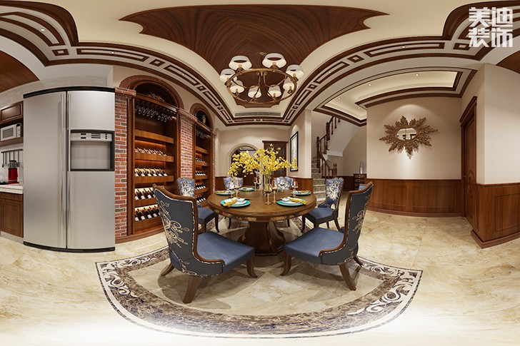 加州小镇325平美式风格装修案例图--餐厅