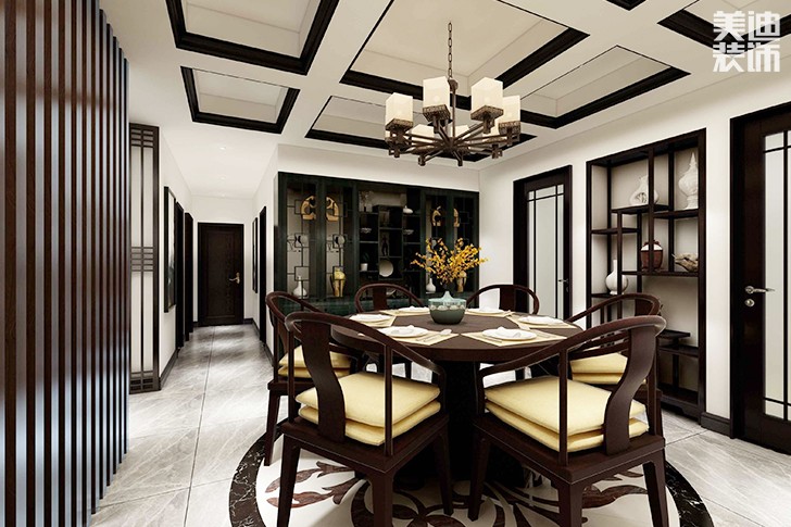 东都怡景128平米新中式风格案例效果图--餐厅