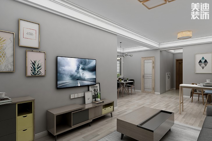 银园公寓89平米现代简约风格装修效果图--客厅1