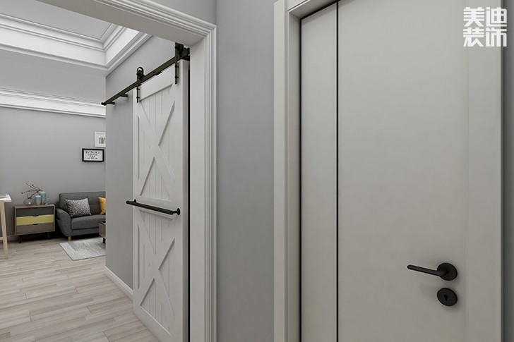 银园公寓89平米现代简约风格装修效果图--过道2