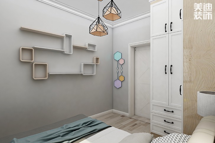 银园公寓89平米现代简约风格装修效果图--次卧2