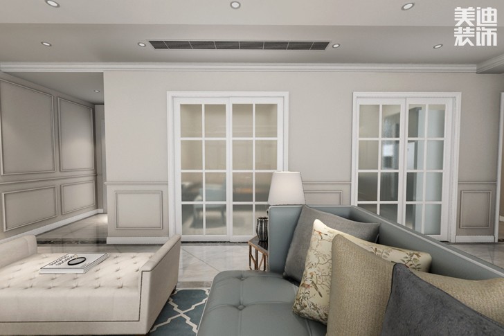 天祥水晶湾160平米轻奢美式风格装修效果图--客厅