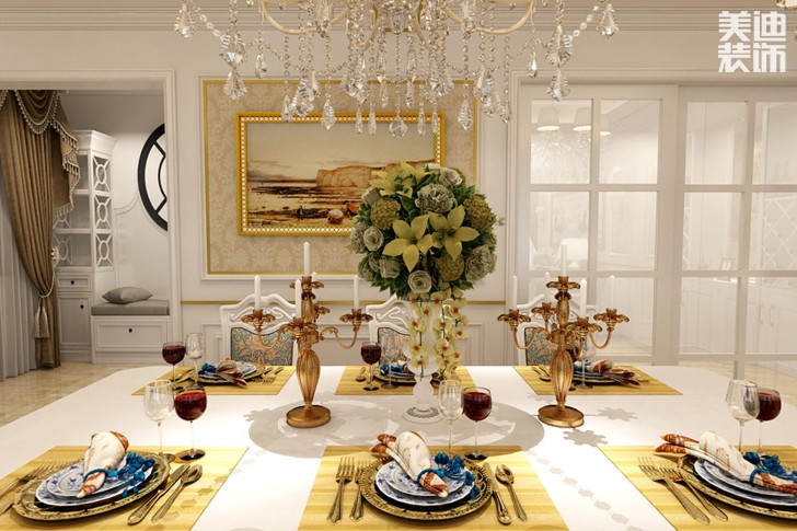 和沁园160平米欧式风格装修效果图--餐厅