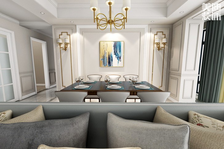 天祥水晶湾160平米轻奢美式风格装修效果图--餐厅