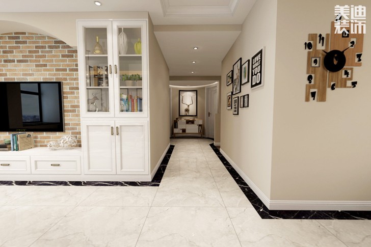 五一大道202135平米简美风格装修效果图--过道