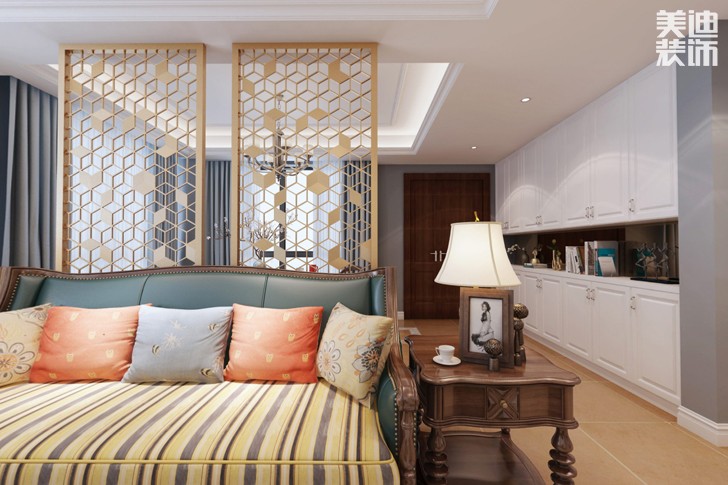 恒广国际景园127平米美式风格装修效果图--过道