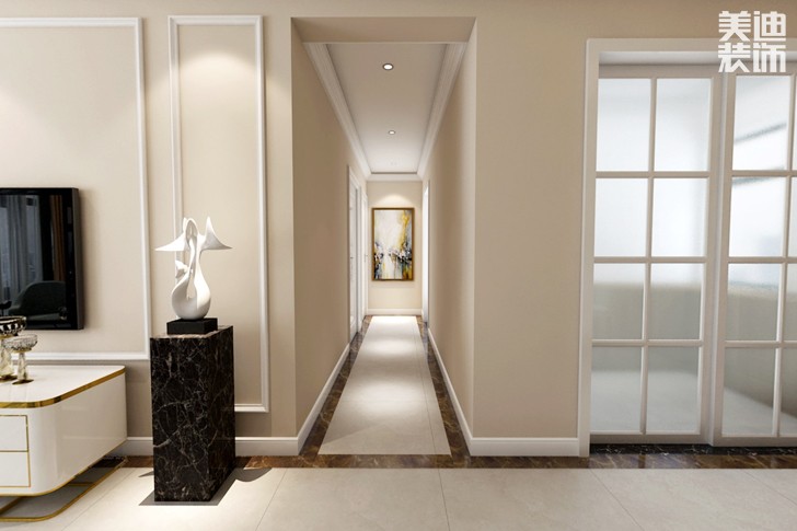金茂悦82平米简欧风格装修效果图--过道