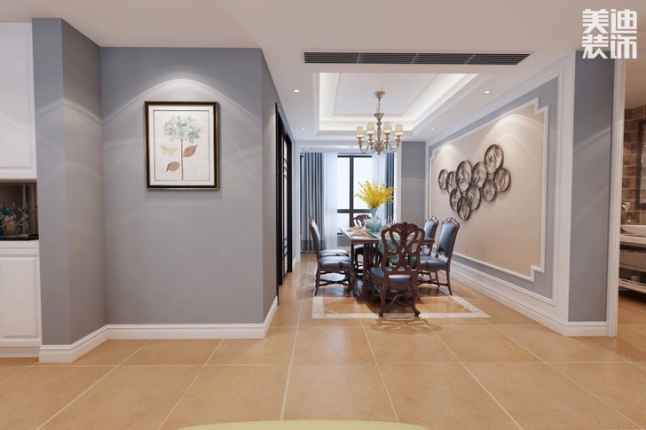 恒广国际景园127平米美式风格装修效果图--餐厅