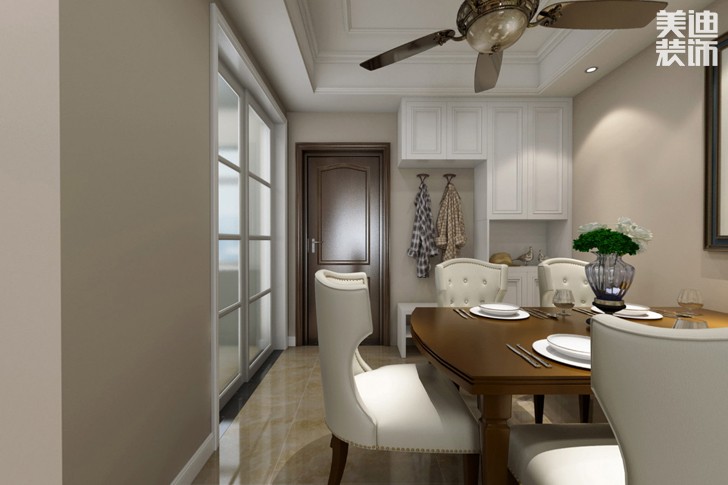 江河双水湾108平米美式风格装修效果图--餐厅
