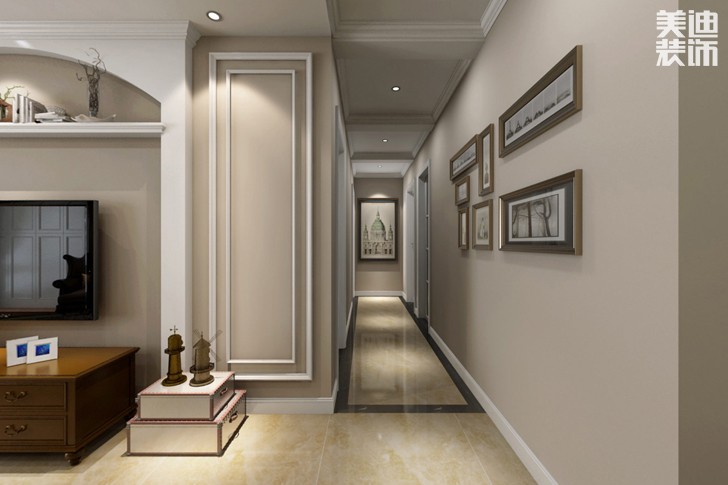 江河双水湾108平米美式风格装修效果图--过道