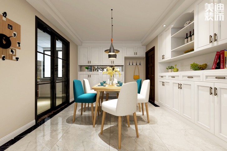 五一大道202135平米简美风格装修效果图--餐厅