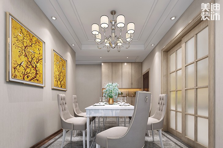 长房云时代120平欧式轻奢风装修案例效果图--餐厅