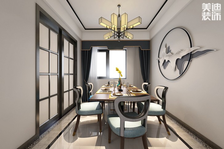 新时代广场128平新中式装修案例实拍图--餐厅