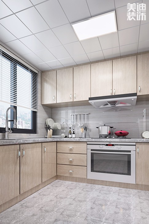 长房云时代120平中式轻奢风装修案例效果图--厨房