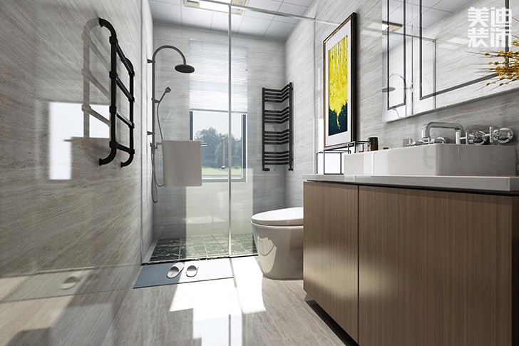 新华联梦想城109平现代轻奢风装修案例效果图--卫生间