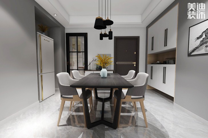 中建梅溪湖140平米现代黑白灰风格装修效果图--餐厅