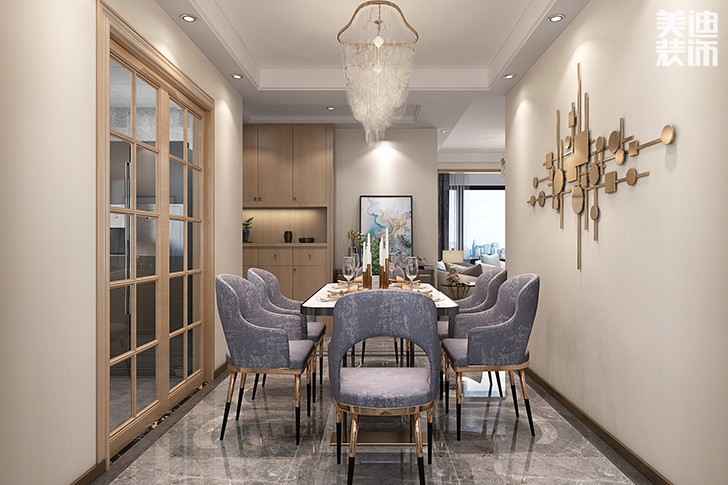 长房云时代120平港式轻奢风装修案例效果图--餐厅