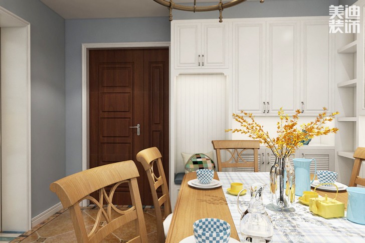 万象府台116平米地中海混搭风格装修案例效果图--餐厅