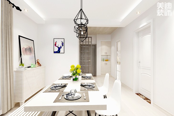 北辰三角洲109平米北欧风格装修案例效果图—餐厅