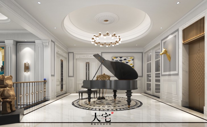 中粮北纬28度1180平米轻奢法式风格装修案例效果图--钢琴房