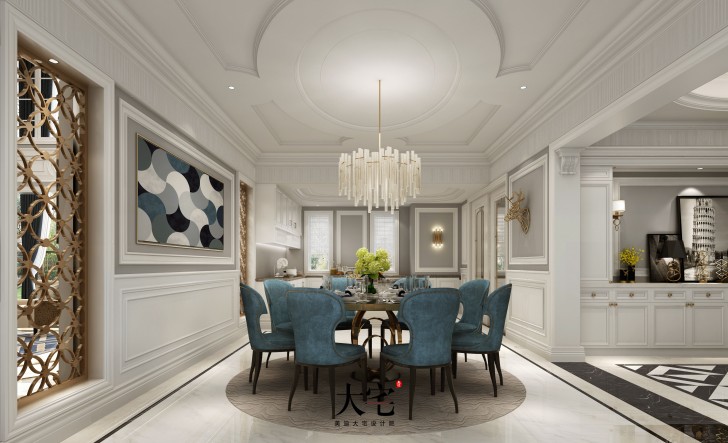 中粮北纬28度1180平米轻奢法式风格装修案例效果图--餐厅