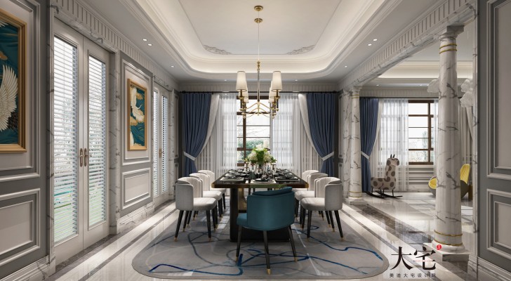 青竹园1000平米法式独栋装修案例效果图--餐厅