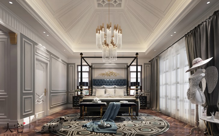 青竹园1000平米法式独栋装修案例效果图--卧室