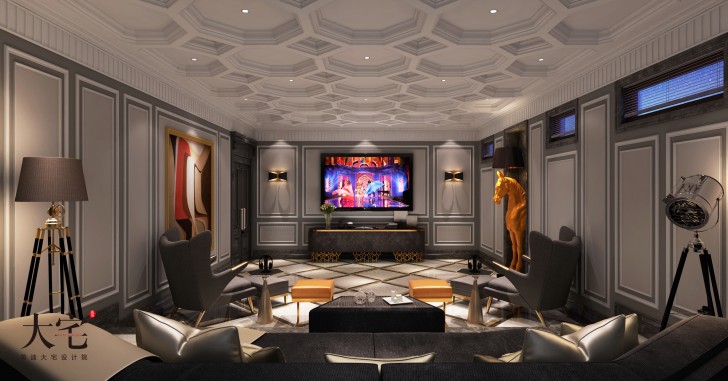 青竹园1000平米法式独栋装修案例效果图--影音室