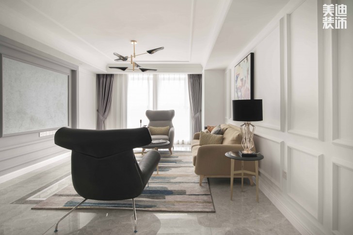 红星店样板间90平米简欧风格装修案例实拍图--客厅