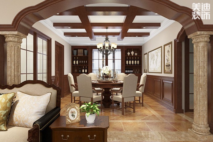 湘龙家园280平米美式风格装修效果图--餐厅