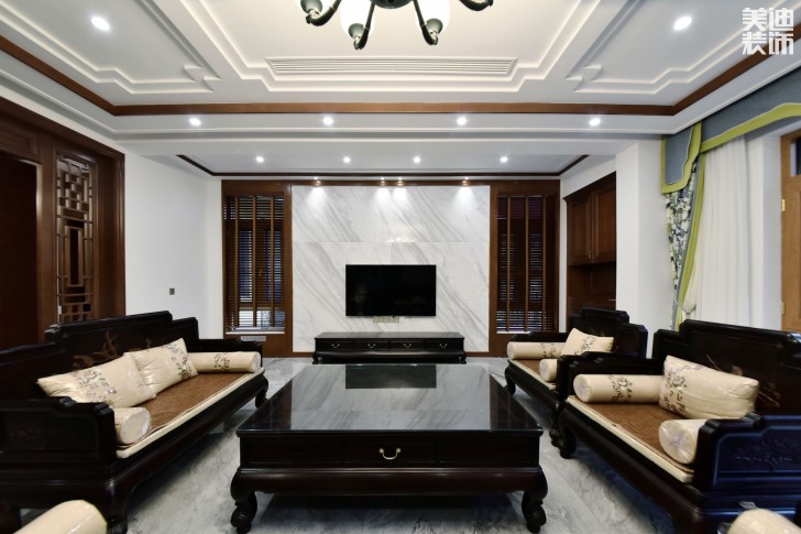 欧莱雅郡480平米中式风格装修案例实拍图--客厅